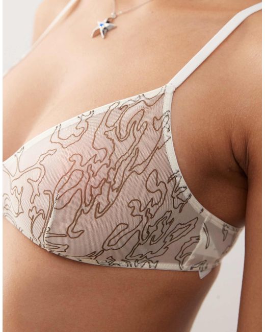 Weekday Natural Mesh Lace Scoop Triangle Bralet