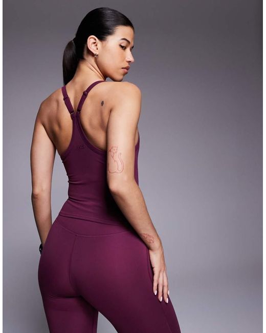 4505 Purple Icon Yoga Cami With Inner Bra And Adjustable Straps