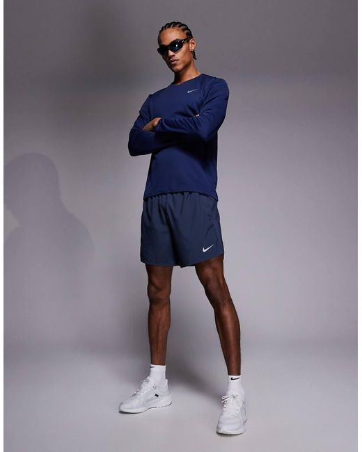 Nike Blue Miler Dri-Fit Long Sleeve Top for men