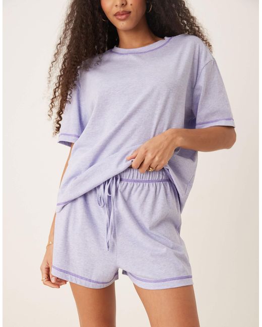 ASOS Purple Oversized Tee & Short Pyjama Set