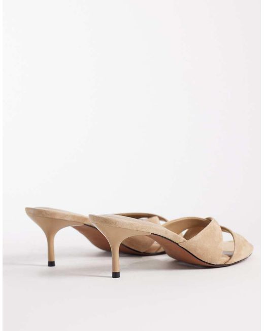 ASOS Natural Hum Premium Cross Strap Mid Heeled Mules