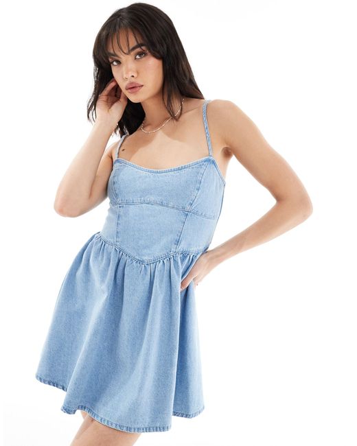 ASOS Blue – weiches camisole-minikleid aus denim