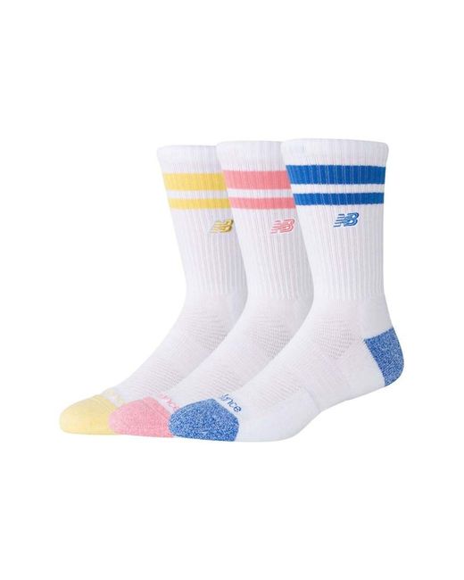 New Balance White Active Premium Stripe Crew Socks 3 Pack
