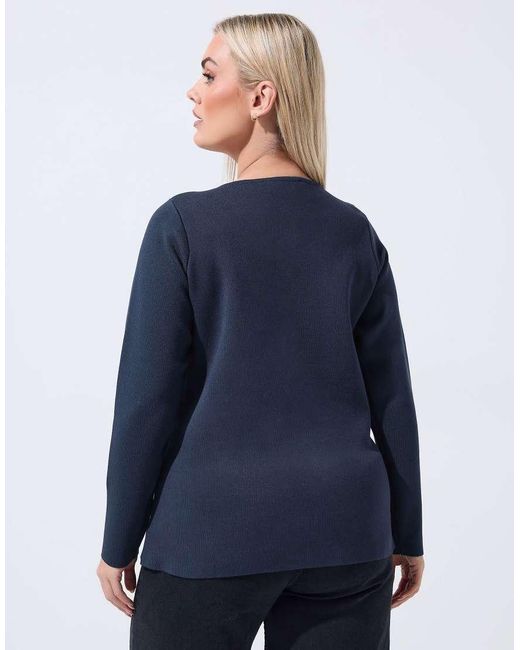 Yours Clothing Blue Long Sleeve Knitted Top