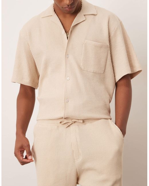 SELECTED Natural Co-Ord Waffle Shorts for men