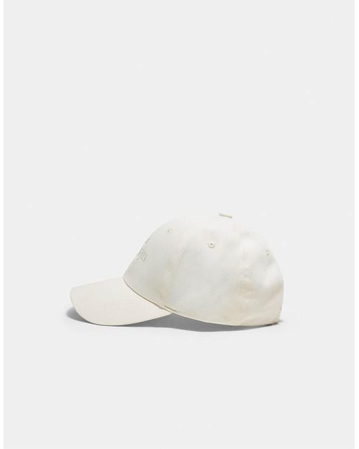Stradivarius White Embroidered Cap