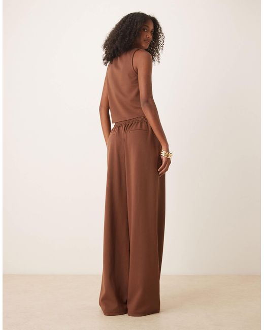ASOS Natural Jersey Twill Wide Leg Pants