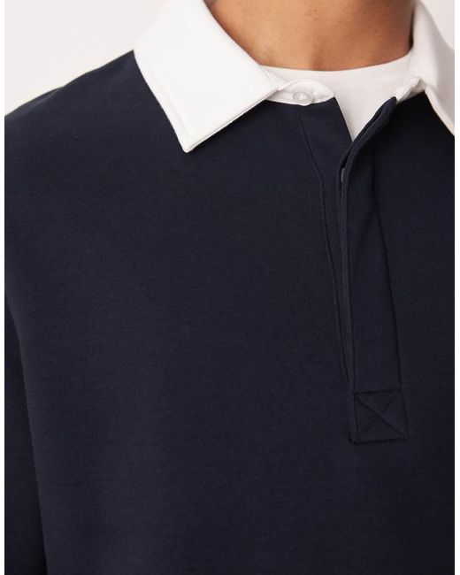 ASOS Blue Polo Sweatshirt With Contrast Collar for men