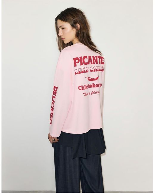 Pull&Bear Pink Hot Chilli Graphic T-shirt
