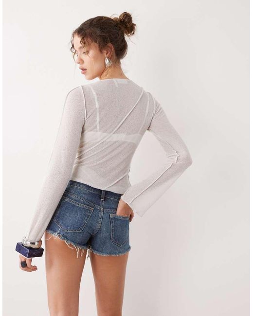 Weekday White Low Waist Denim Hot Pant Shorts