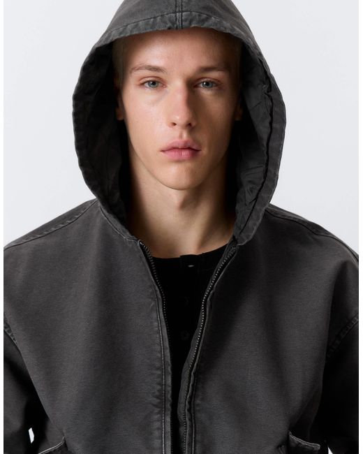 Weekday Gray Canvas Bomber Jacket for men