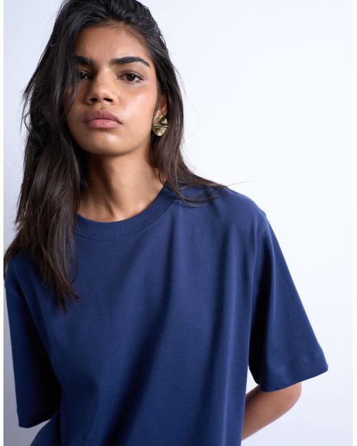 TOPSHOP Blue Premium Basic Short Sleeve Tee