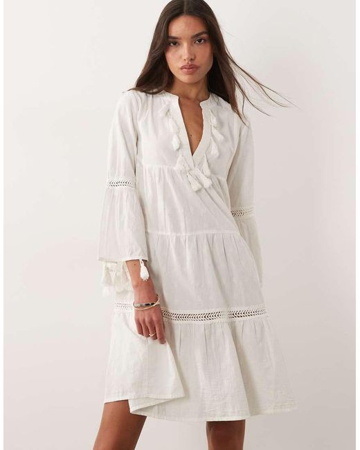 Accessorize Natural Flute Sleeve Kaftan Dress