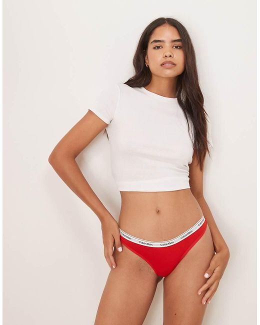 Calvin Klein Red Icon Logo Thong