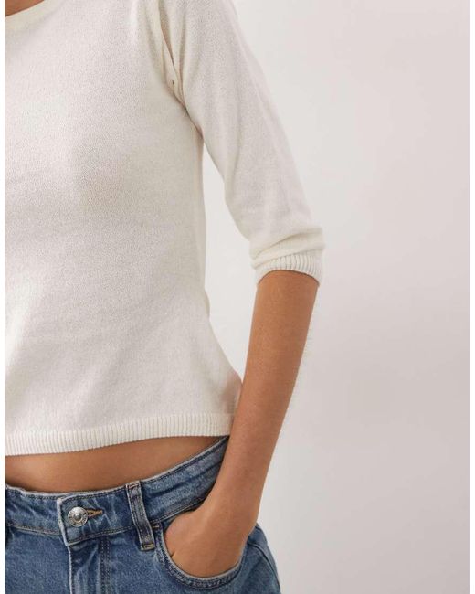 ASOS Blue Knit 3/4 Sleeve Top