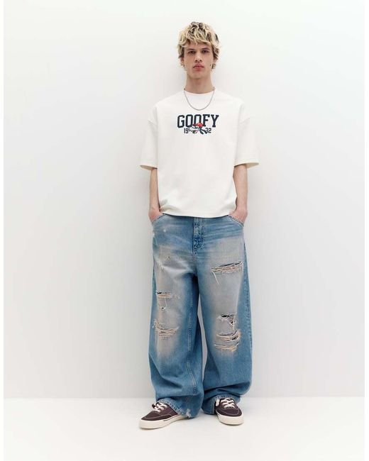 Pull&Bear Blue Goofy T-Shirt for men