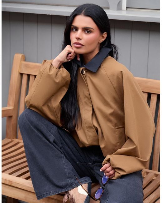 Kaiia Brown Exclusive Technical Button Through Toggle Detail Collared Jacket