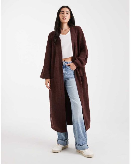 Cárdigan Largo Marrón De Miss Selfridge de color Brown