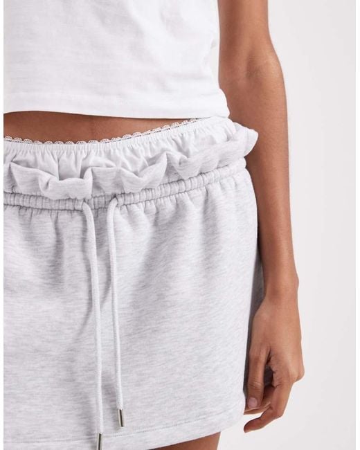 ASOS White Sweat Skort With Lace Trim Detail
