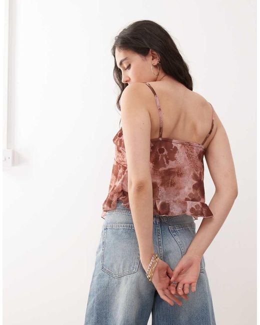 Reclaimed Vintage Pink Ruffle Tie Front Boho Top