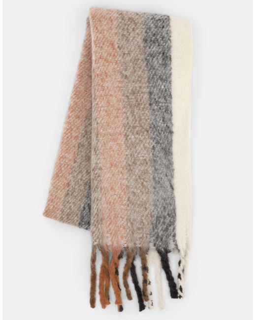 Pull&Bear Orange – gestreifter, weicher fransenschal