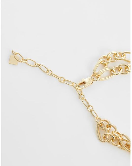 ASOS White Multi-row Chain Necklace With Molten Pendant Lariat Detail
