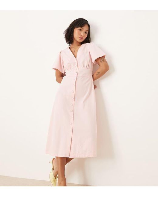 Vestido Midi De Denim Alexa De Nobody's Child Petite de color Pink
