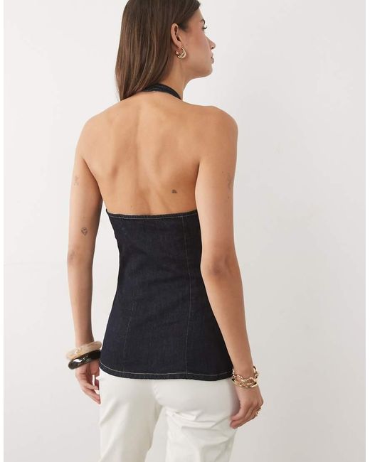 ASOS Blue Halter Denim Top