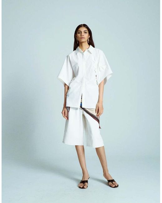 Camicia Stile Resort Bianca Stretta di TOPSHOP in Blue