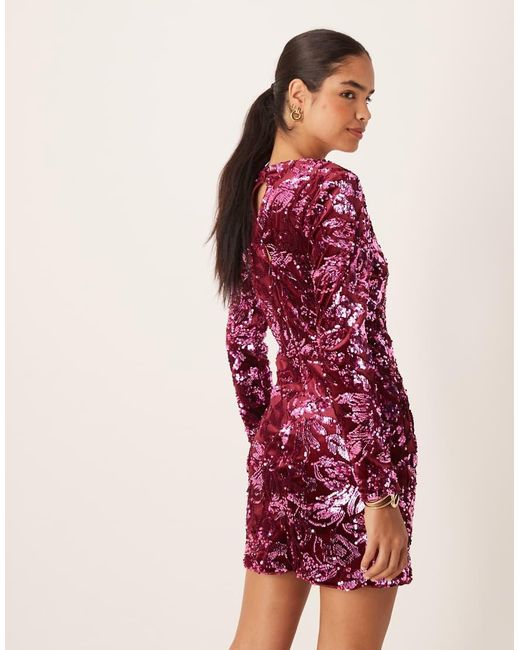 Y.A.S Red Sequin And Velvet Mini Dress
