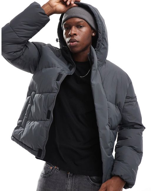 Jack & Jones Black Hooded Puffer Jacket for men