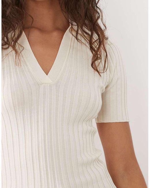 Mango White Short Sleeve Polo Top