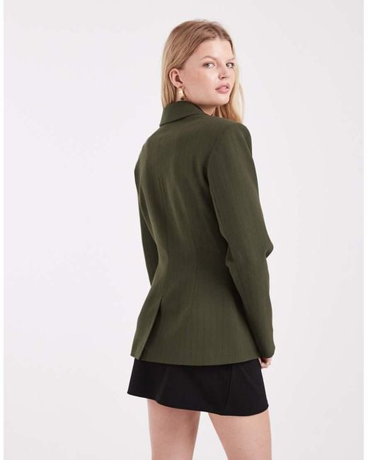 ASOS Green Extreme Shoulder Collar Detail Blazer