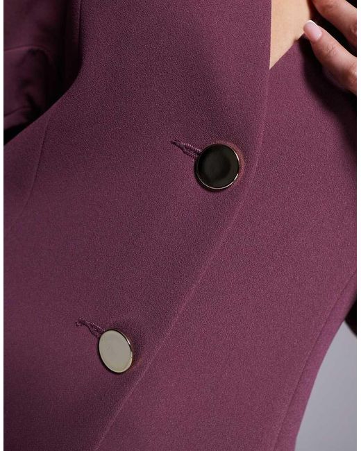 ASOS Purple Collarless Nipped Waist Blazer