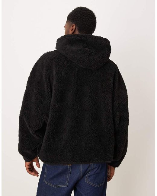 Sudadera Negra Ultragrande Con Capucha De Borreguito De ASOS de hombre de color Black