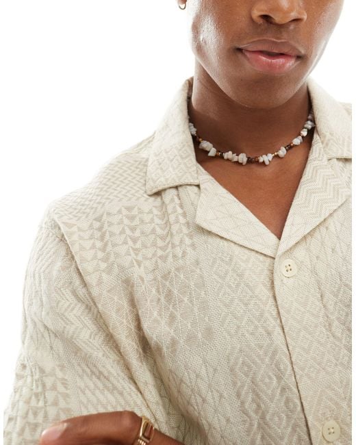 Chemise manches courtes en jacquard texturé - fauve Hollister pour homme en coloris White