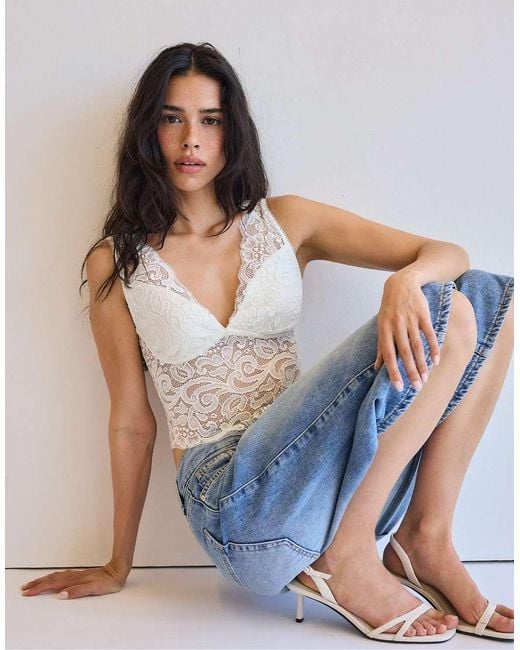Stradivarius Blue Lace Top