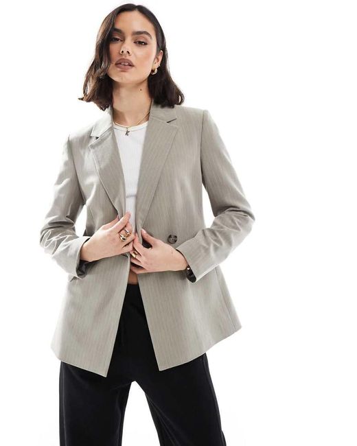 Stradivarius Gray Fitted Blazer