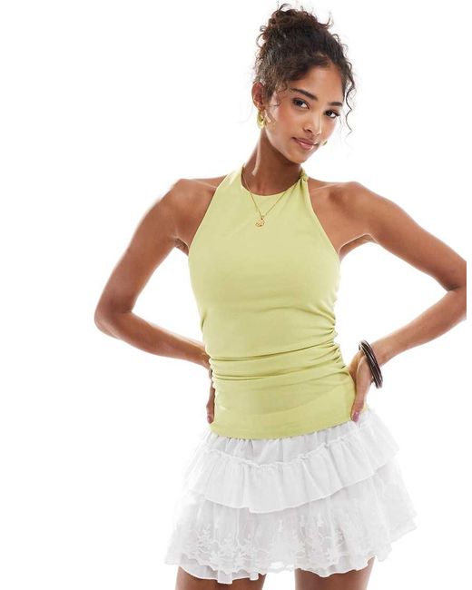 Pull&Bear White Knot Detail Halterneck Top
