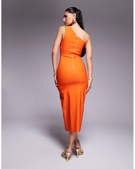 Vesper Orange – midaxi-kleid aus bengaline