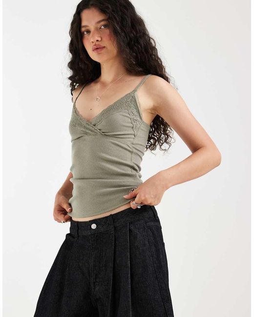 Hollister Green Lace Trim Cami