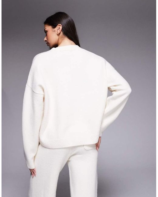 Kaiia Natural Wool Feel Knitted Embroidered Logo Button Through Cardigan Co-Ord