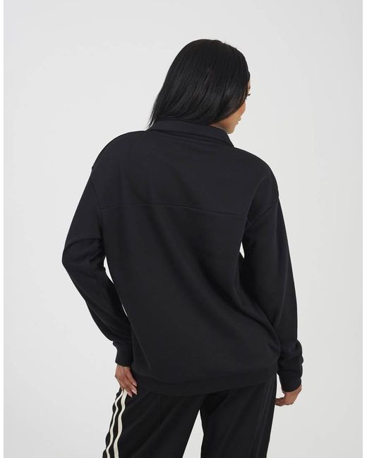 Brave Soul Blue Funnel Neck Quarter Zip Sweatshirt With Embroidery