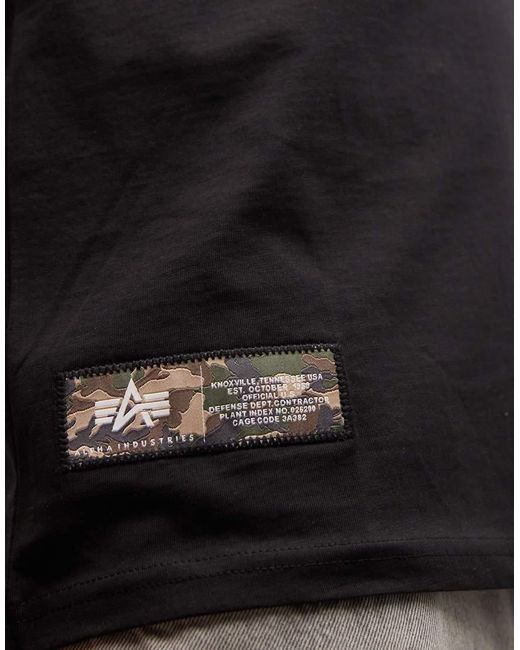 Alpha Industries Black T-shirt With Camo Label Back Print for men