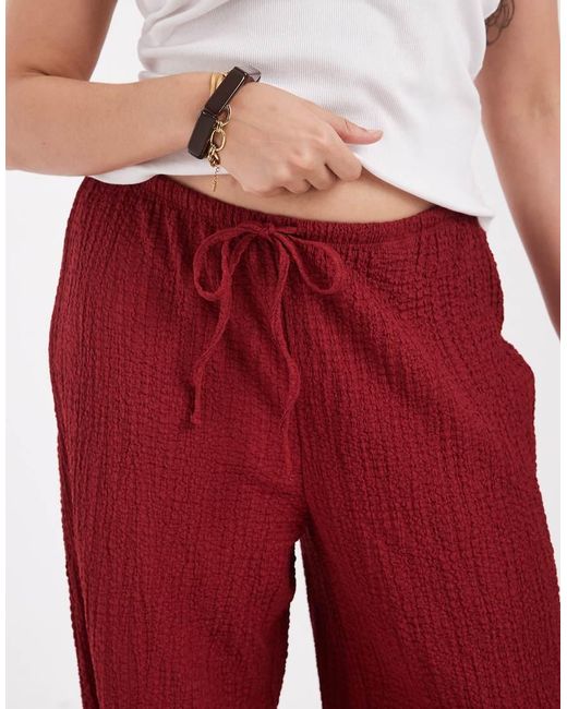 ONLY High Waist Wide Leg Crinkled Textured Trousers