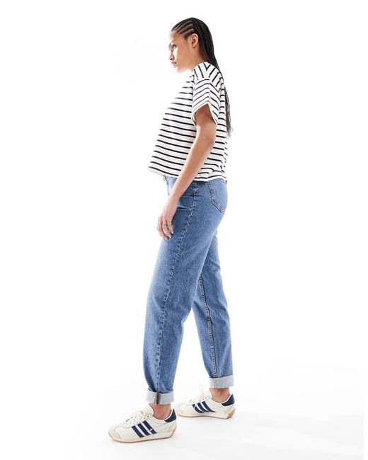 ASOS Blue Asos Design Tall High Rise Relaxed Mom Jeans