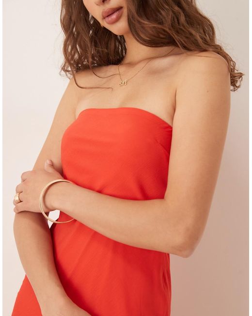 ASOS Red Double Layer Bandeau Midi Dress