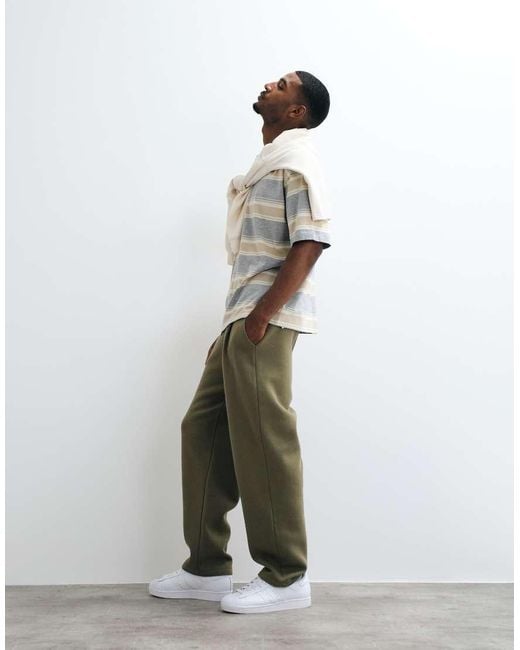 ASOS White Relaxed Tapered Pleated Sweatpants for men