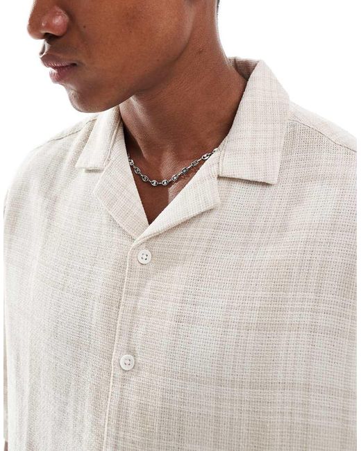 Camicia Oversize Squadrata A Quadri Con Intreccio A Cesto di ASOS in Gray da Uomo