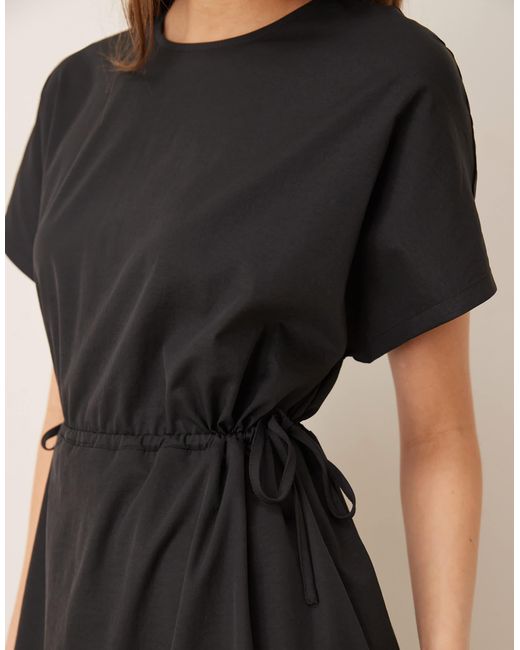 Threadbare Black Midi Dress With Elasticated Waist